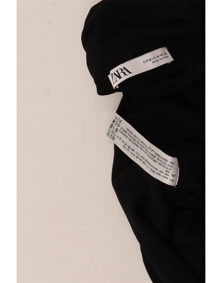 Zara Mujer Crop Vest Top UK 42 Medium Viscosa Negra