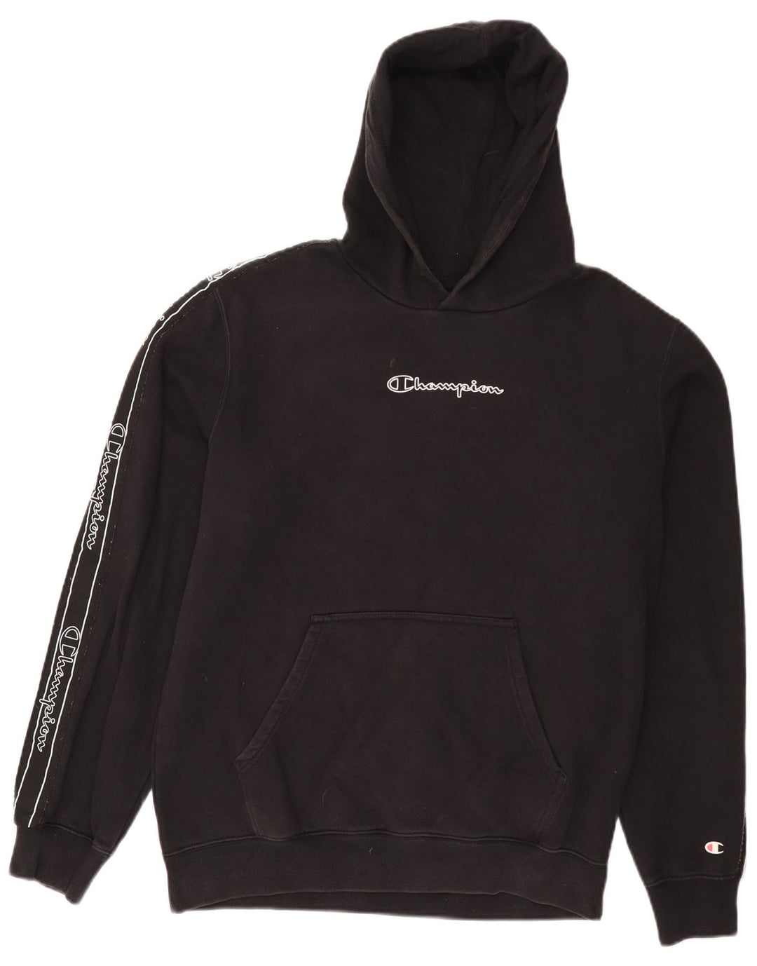 CHAMPION Sudadera con capucha gráfica para hombre Jersey grande de algodón negro