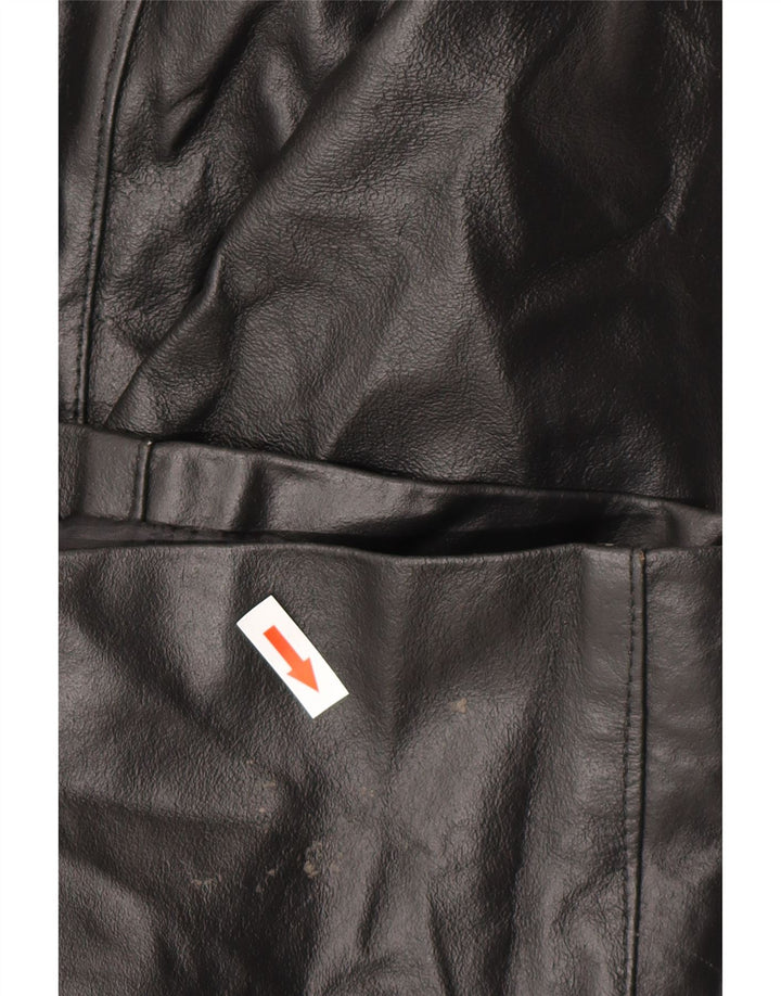 VINTAGE Abrigo de cuero para mujer IT 48 XL Cuero negro