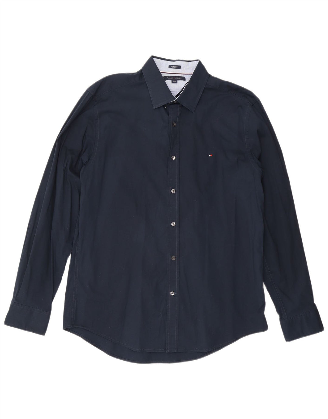 TOMMY HILFIGER Camisa elástica para hombre Grande Azul marino Algodón