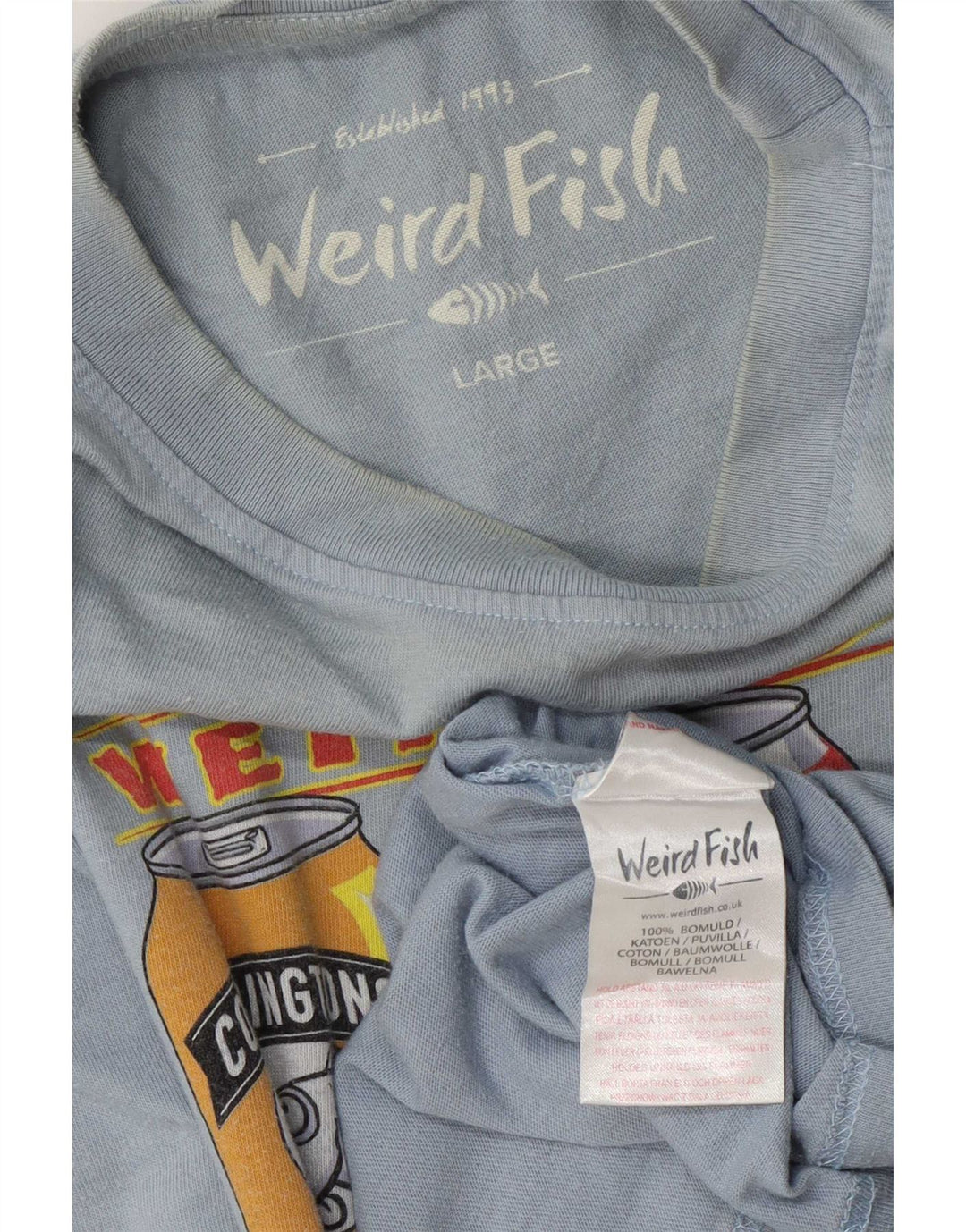 Weird Fish - Camiseta gráfica para hombre, talla grande, algodón azul