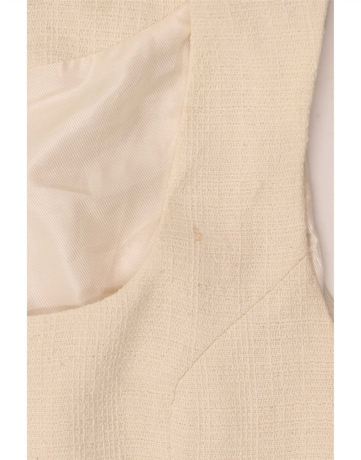 Zara Mujer Chaleco UK 42 Medio Beige Algodón