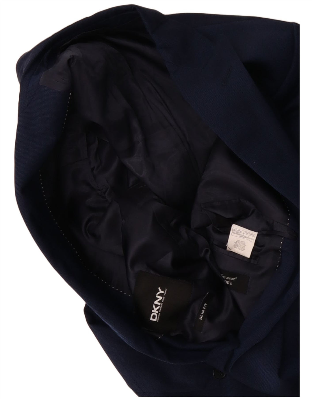 DKNY Chaqueta tipo blazer entallada con 2 botones para hombre IT 52 XL Lana azul marino