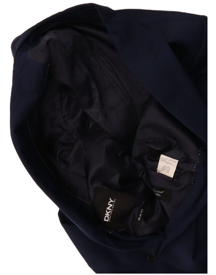 DKNY Chaqueta tipo blazer entallada con 2 botones para hombre IT 52 XL Lana azul marino