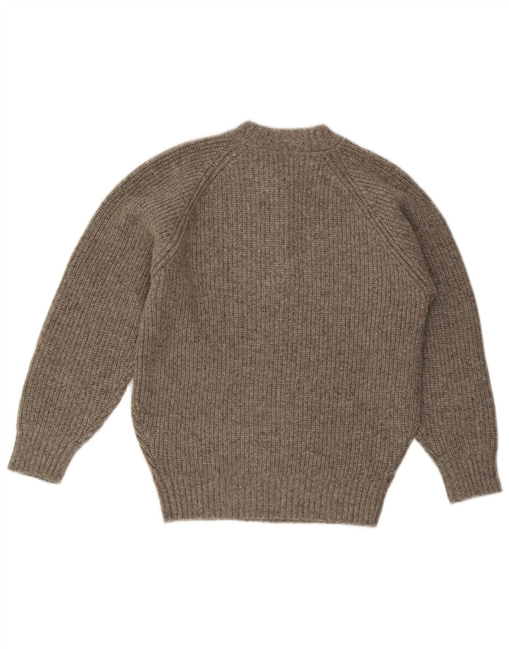 Vintage hombres cuello redondo jersey suéter gris medio