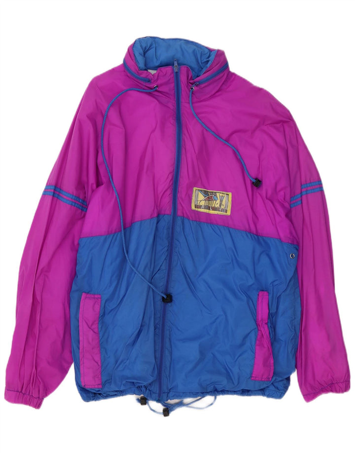 Marcel Clair Chaqueta impermeable con capucha para hombre Reino Unido 40 Grande Púrpura Colorblock