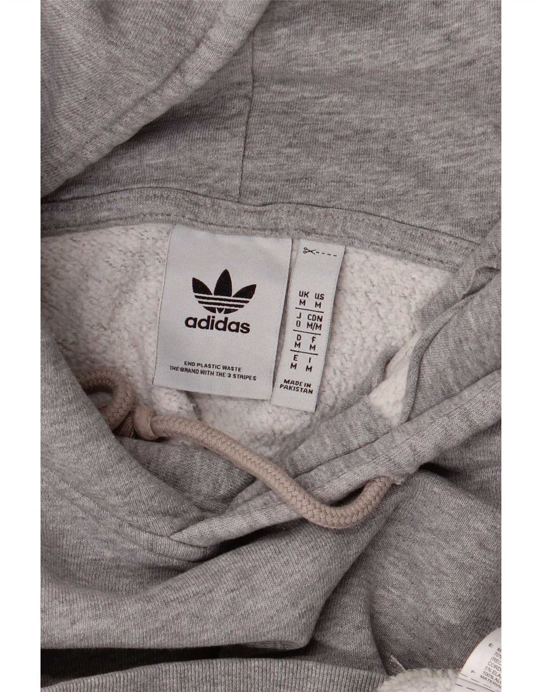 Adidas Hombre Sudadera Con Capucha Jumper Gris Medio Algodón Moteado