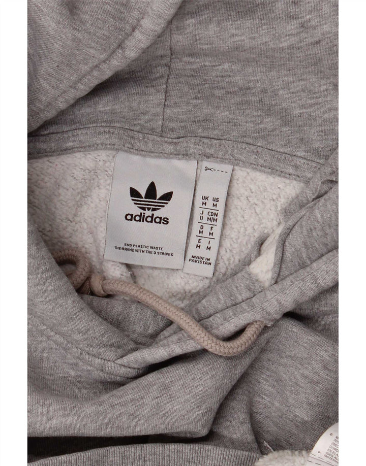 Adidas Hombre Sudadera Con Capucha Jumper Gris Medio Algodón Moteado