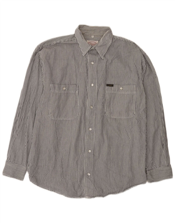Camisa Wrangler Hombre Algodón Rayas Pintadas Gris Medio