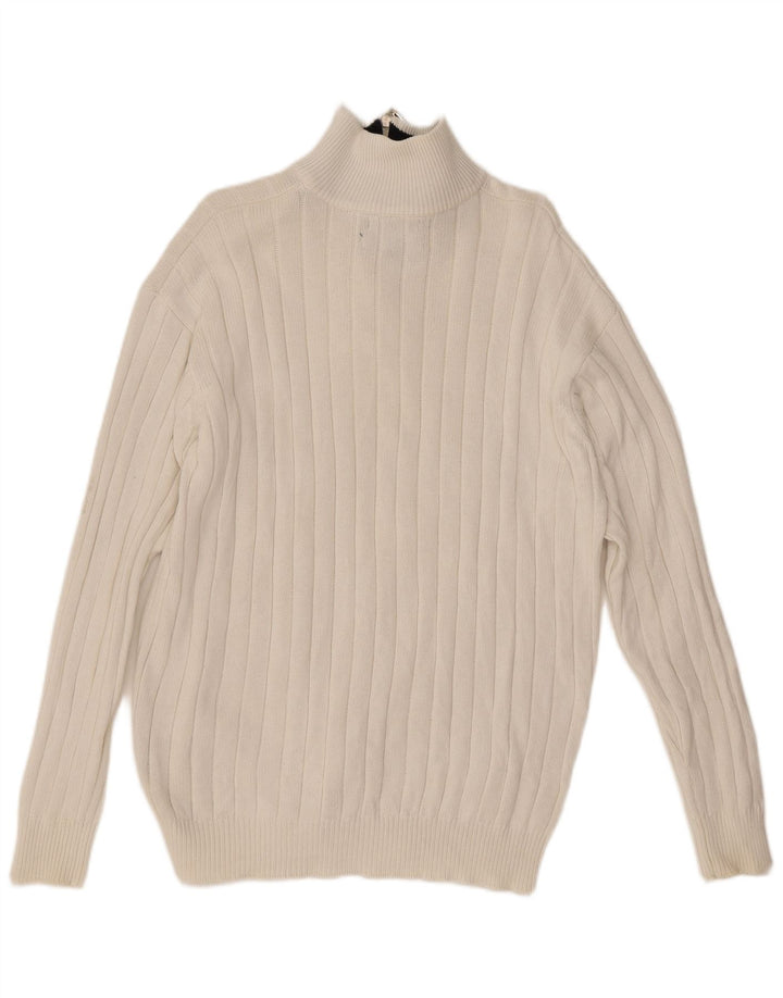 Tommy Hilfiger Jersey con cuello y cremallera para hombre, talla grande, algodón blanco