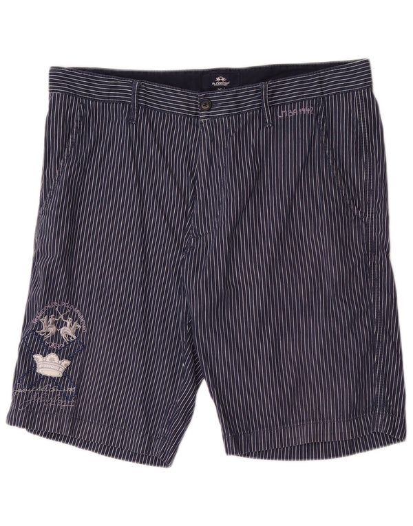 La Martina Mens Chino Shorts W36 Grande Azul Marino Rayas Algodón