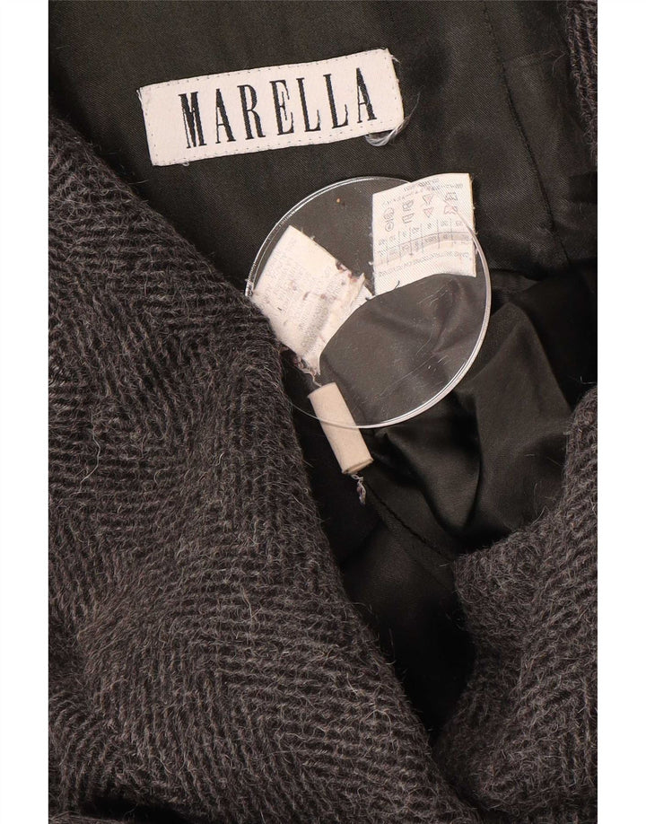 Abrigo extragrande para mujer Marella UK 10 Small Grey Herringbone Wool