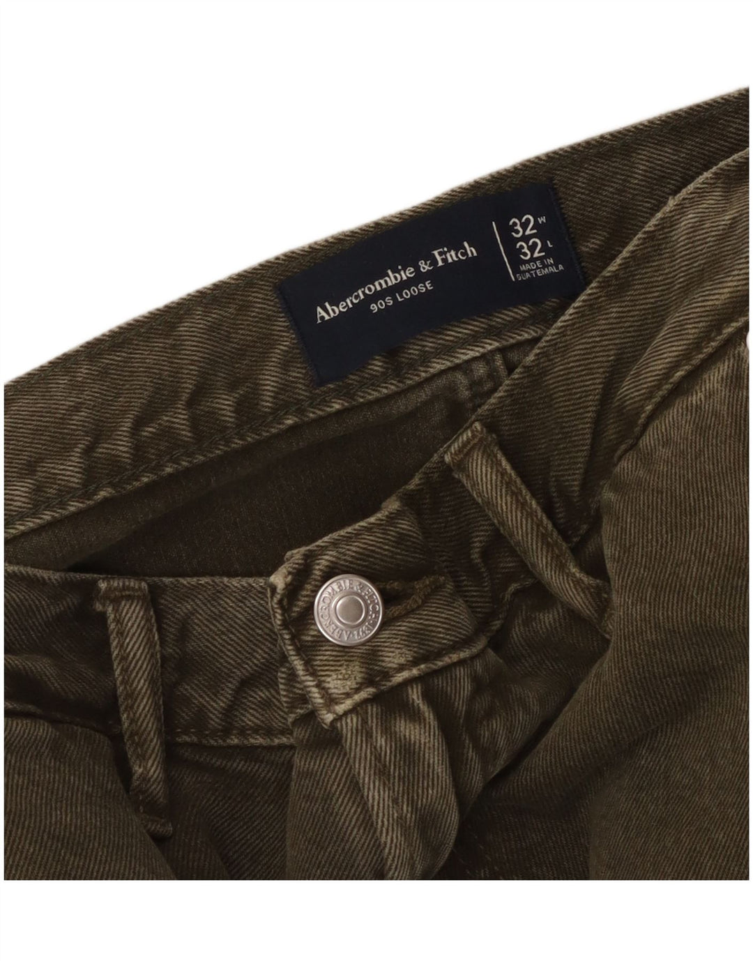 ABERCROMBIE & FITCH Pantalones cargo holgados para hombre W32 L32 Caqui 90s