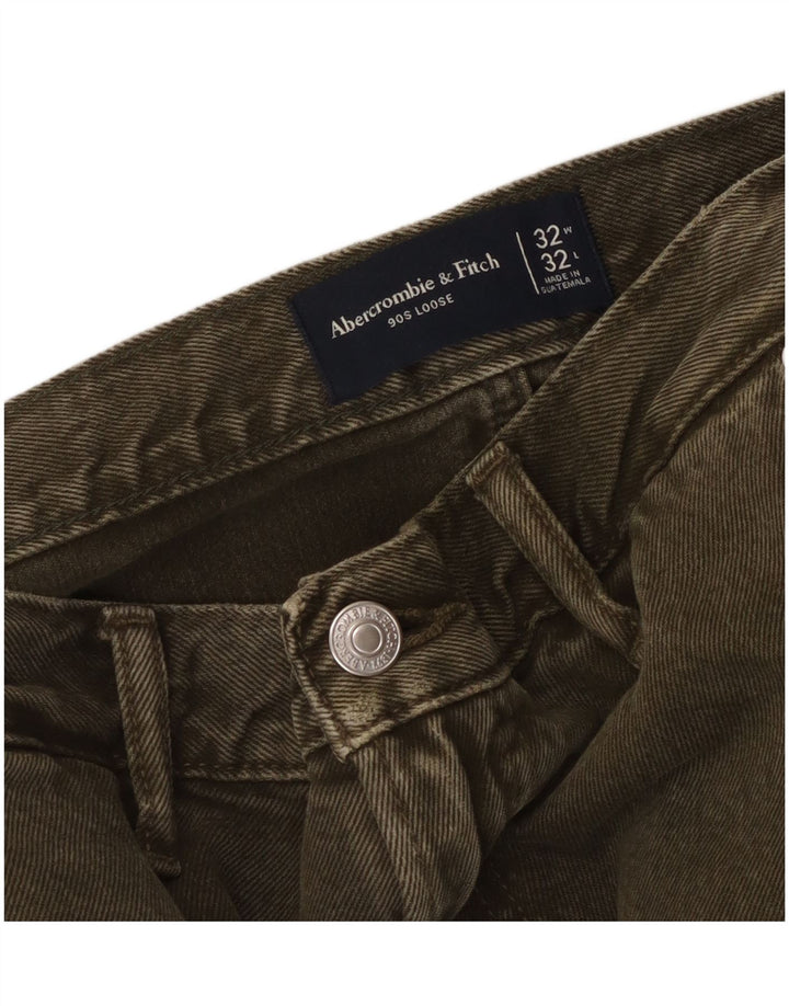 ABERCROMBIE & FITCH Pantalones cargo holgados para hombre W32 L32 Caqui 90s