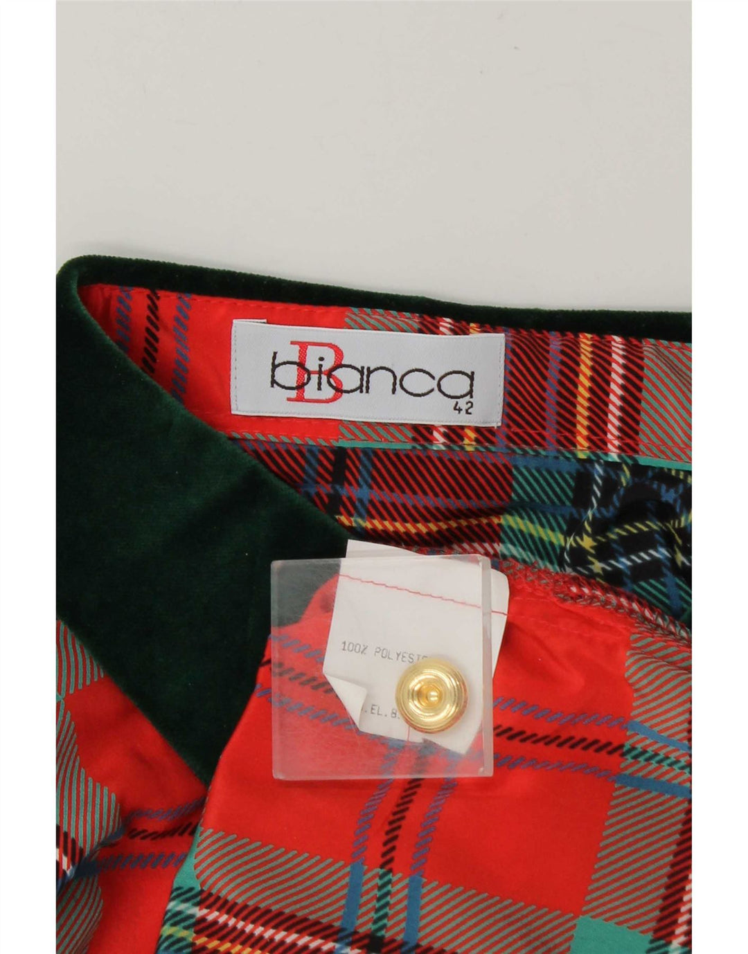 Camisa Holgada Bianca Mujer IT 42 Poliéster Cuadros Rojos Medianos