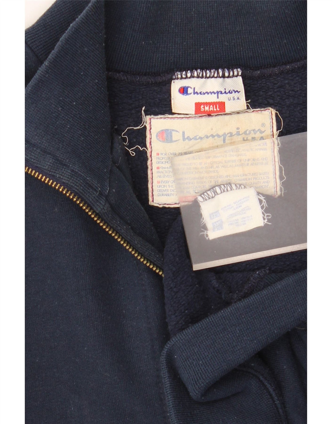 CHAMPION Sudadera extragrande con cuello y cremallera para mujer UK 10 Small Azul marino