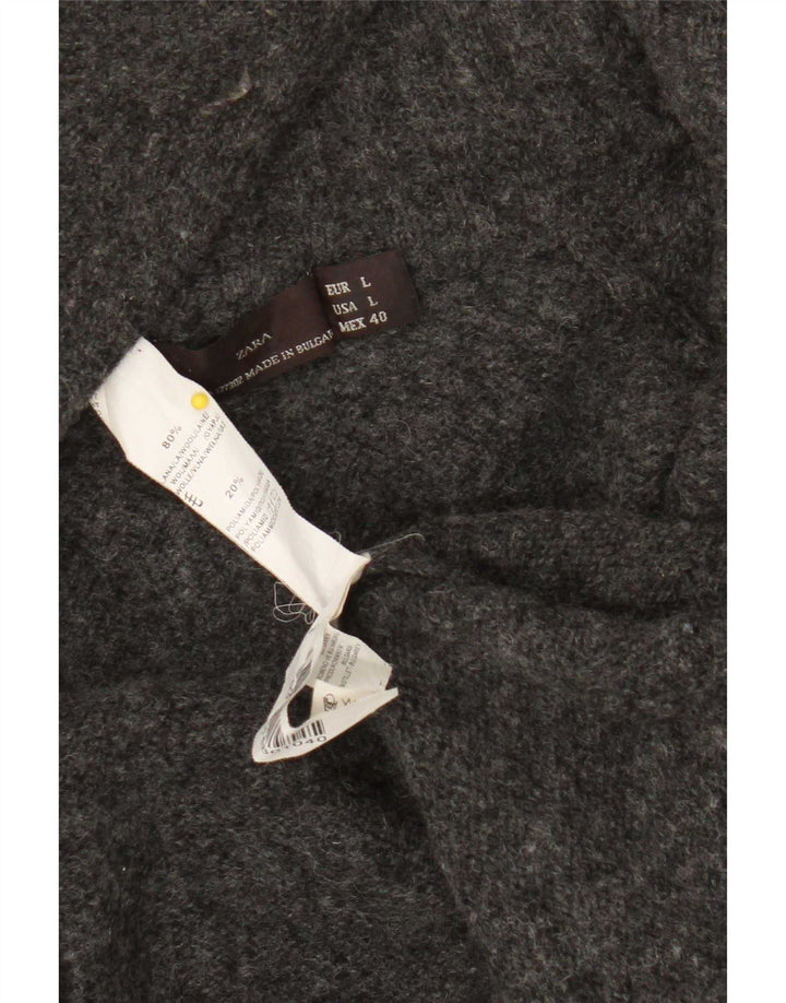 Zara Hombre Cárdigan Sueter Grande Lana Gris