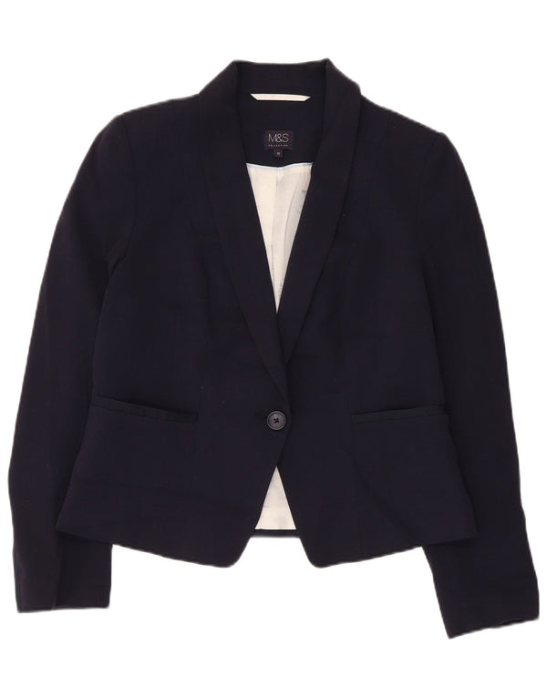Marks & Spencer Chaqueta tipo blazer corta con 1 botón para mujer UK 40 Azul marino mediano