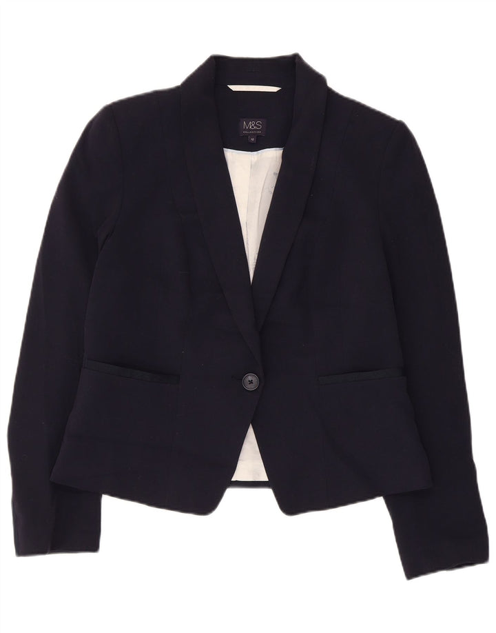 Marks & Spencer Chaqueta tipo blazer corta con 1 botón para mujer UK 40 Azul marino mediano