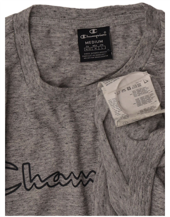 CHAMPION Camiseta gráfica para hombre Top de algodón moteado gris medio