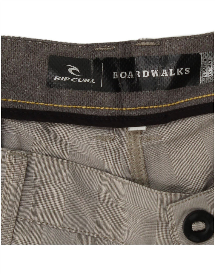 RIP CURL Pantalones cortos chinos para hombre W38 XL Gris a cuadros