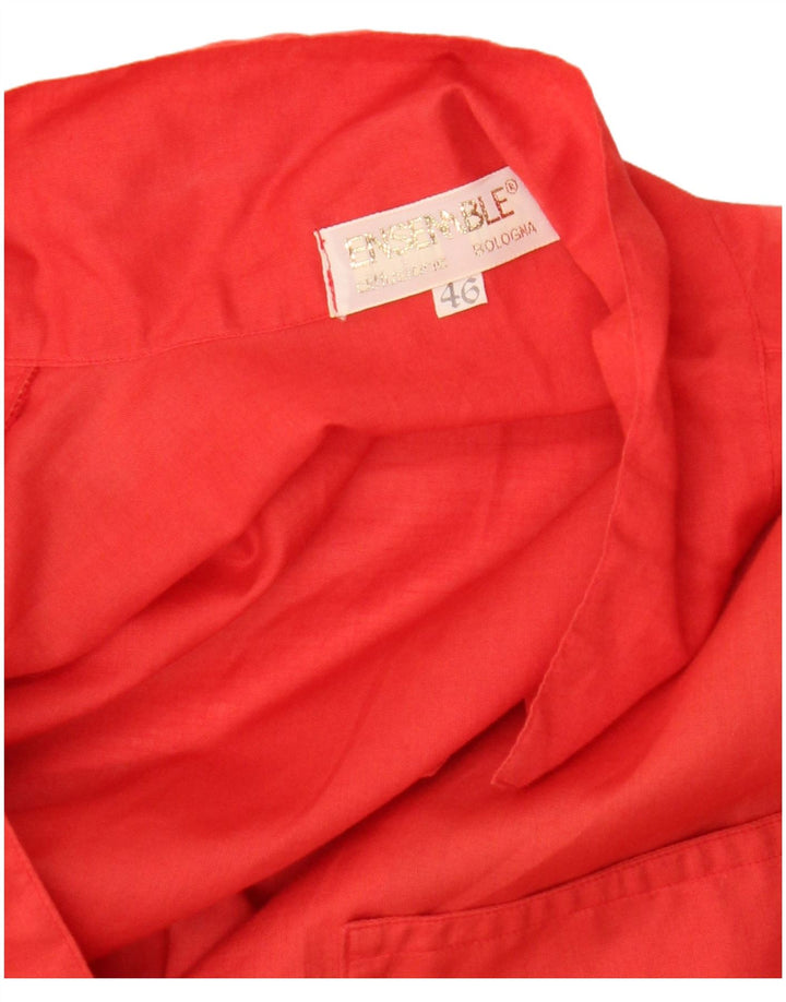 Camisa vintage de manga corta para mujer IT 46 Algodón rojo grande