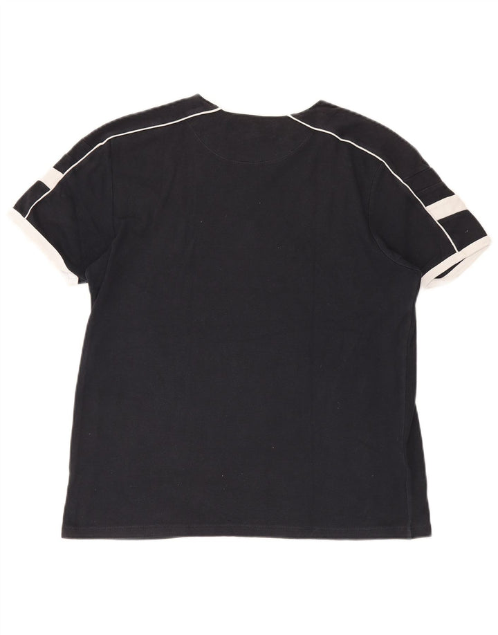French Connection Camiseta para hombre Top mediano de algodón color block negro