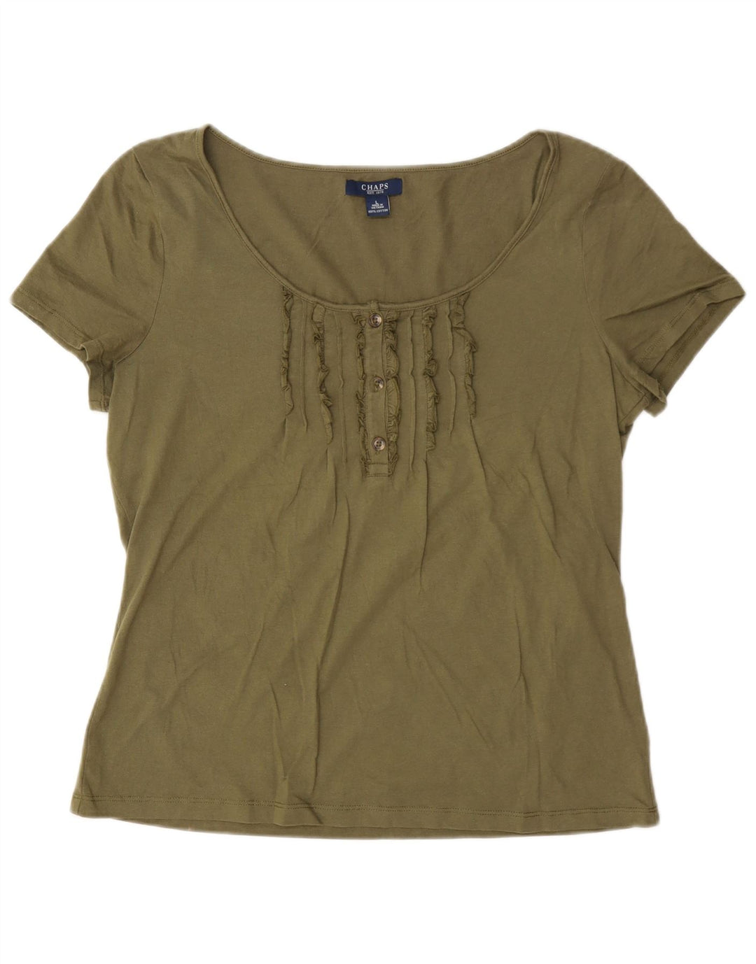 Chaps Camiseta para mujer Top UK 16 Large Khaki Cotton