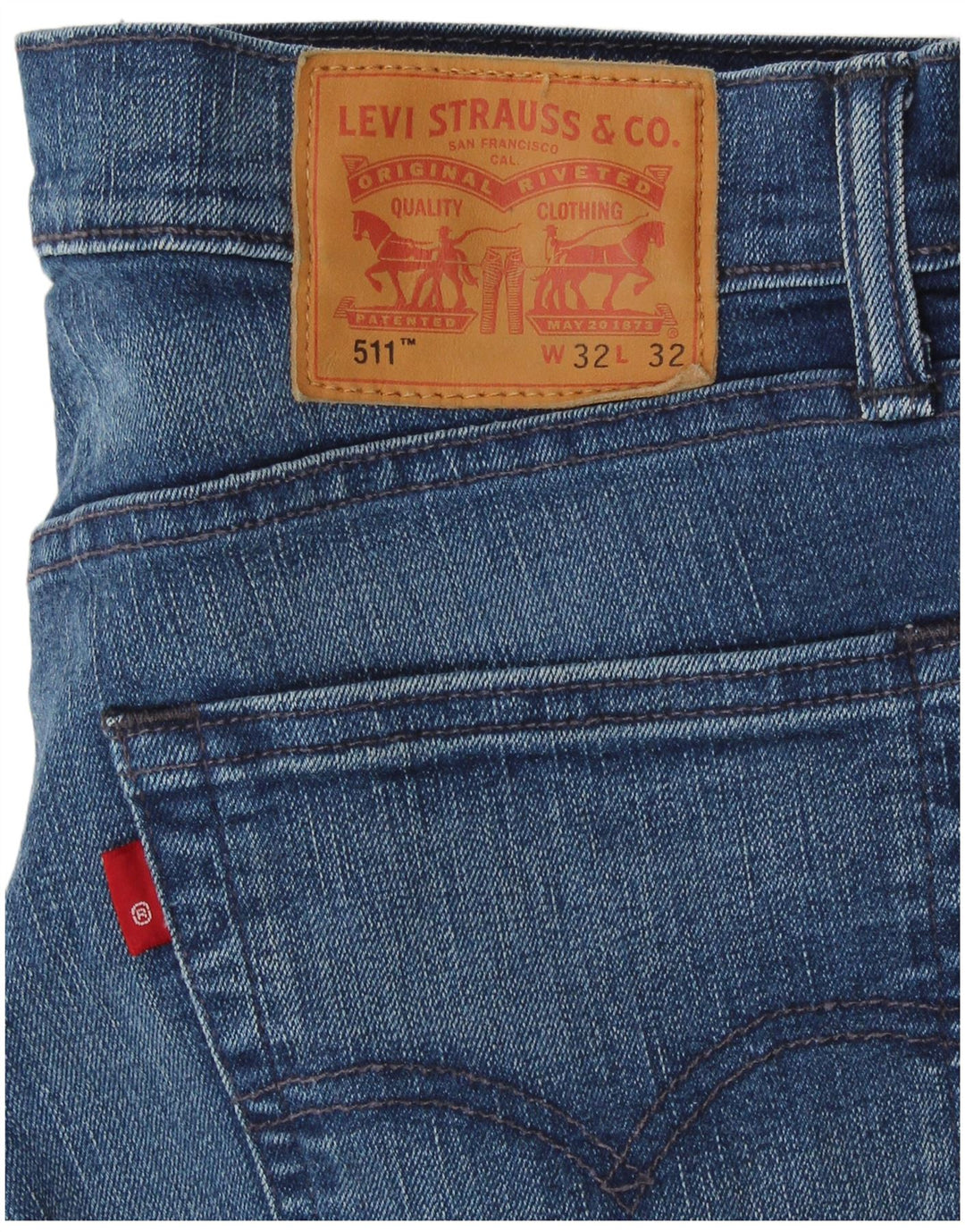 LEVI'S Pantalones cortos vaqueros 511 para mujer W32 Algodón azul grande