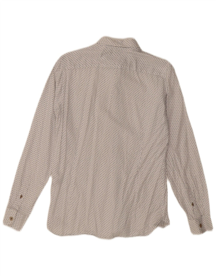 Ted Baker - Camisa con estampado abstracto para hombre, talla 3, mediana, algodón blanquecino