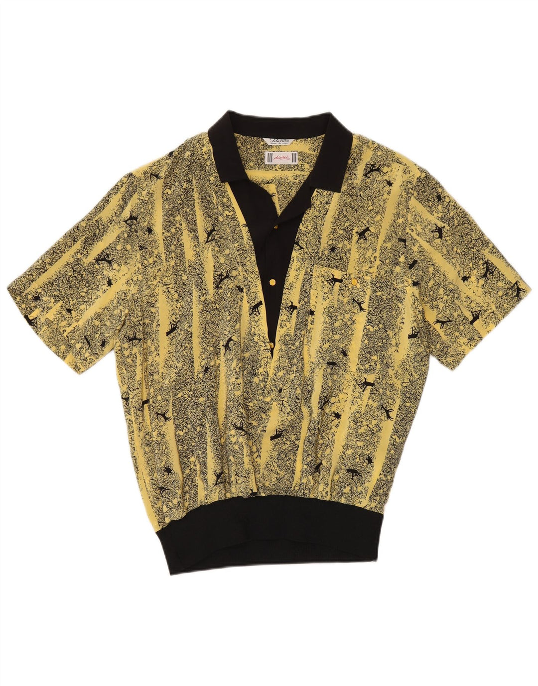 Desiree Camisa tipo pulóver con estampado abstracto de gran tamaño para mujer, talla 44, color amarillo