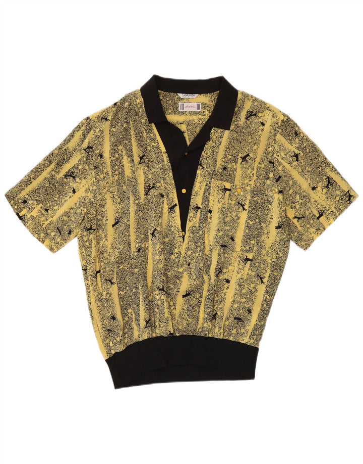 Desiree Camisa tipo pulóver con estampado abstracto de gran tamaño para mujer, talla 44, color amarillo