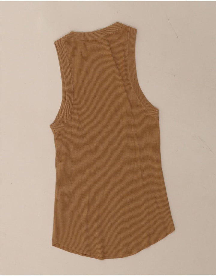Zara Mujer Chaleco Top UK 42 Marrón Medio Poliéster