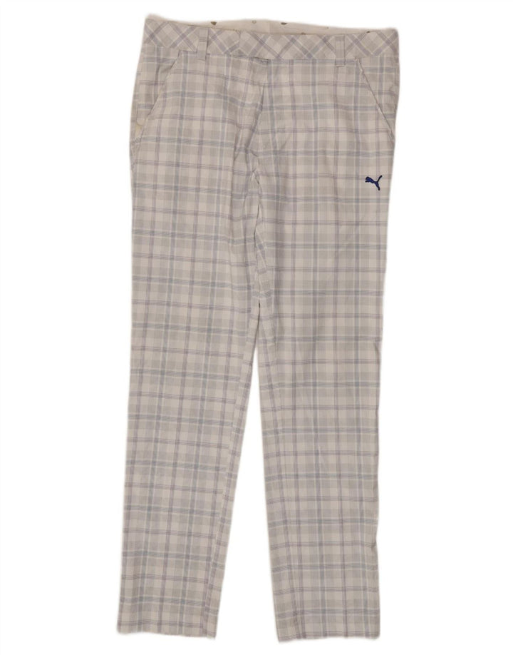 PUMA Pantalón chino ajustado para hombre W34 L34 Poliéster a cuadros blancos
