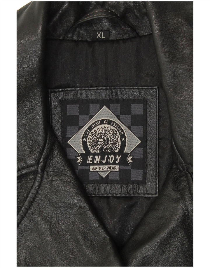 ENJOY Chaqueta de cuero para mujer ES 40 XL Negro