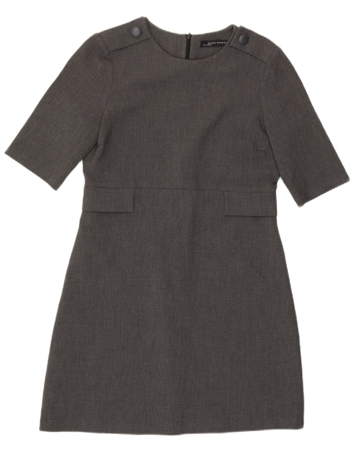 Zara Mujer Vestido Recto UK 42 Gris Medio