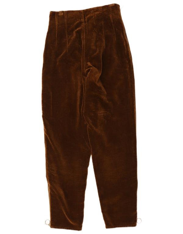 Vintage mujer cintura alta cónico pantalones casuales IT 40 Pequeño W26 L26 Marrón