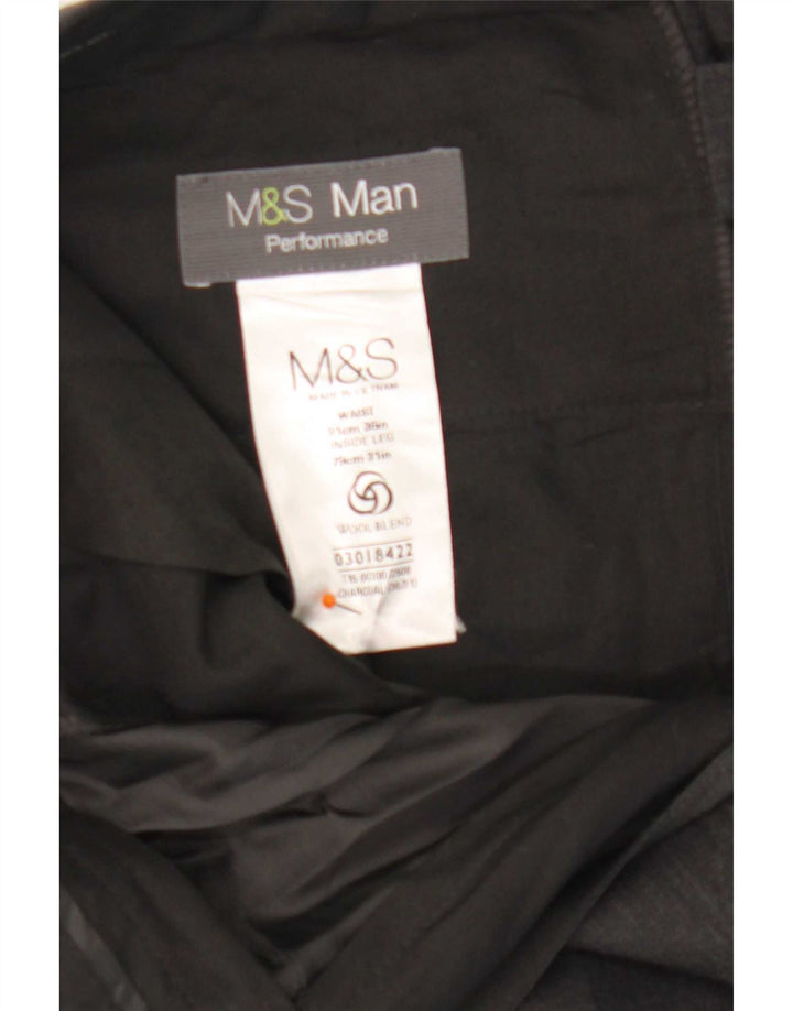 Marks & Spencer Pantalón de traje recto para hombre W36 L31 Poliéster gris