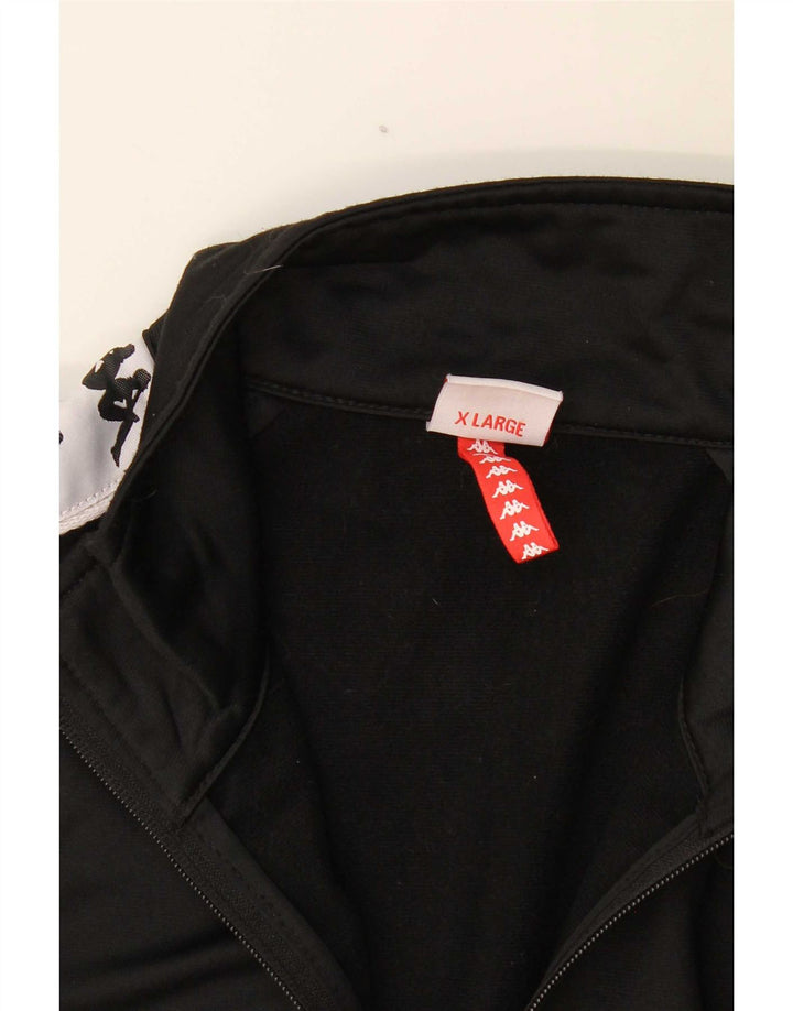 Kappa Hombre Gráfico Chándal Top Chaqueta XL Negro Colorblock