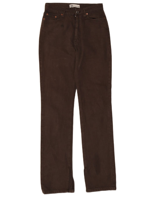 Zara Vaqueros Rectos Mujer EU 34 2XS W24 L33 Marrón Algodón