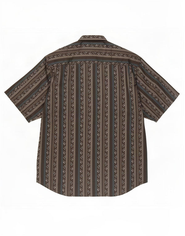 Camisa vintage de manga corta para hombre Poliéster a rayas negras medianas