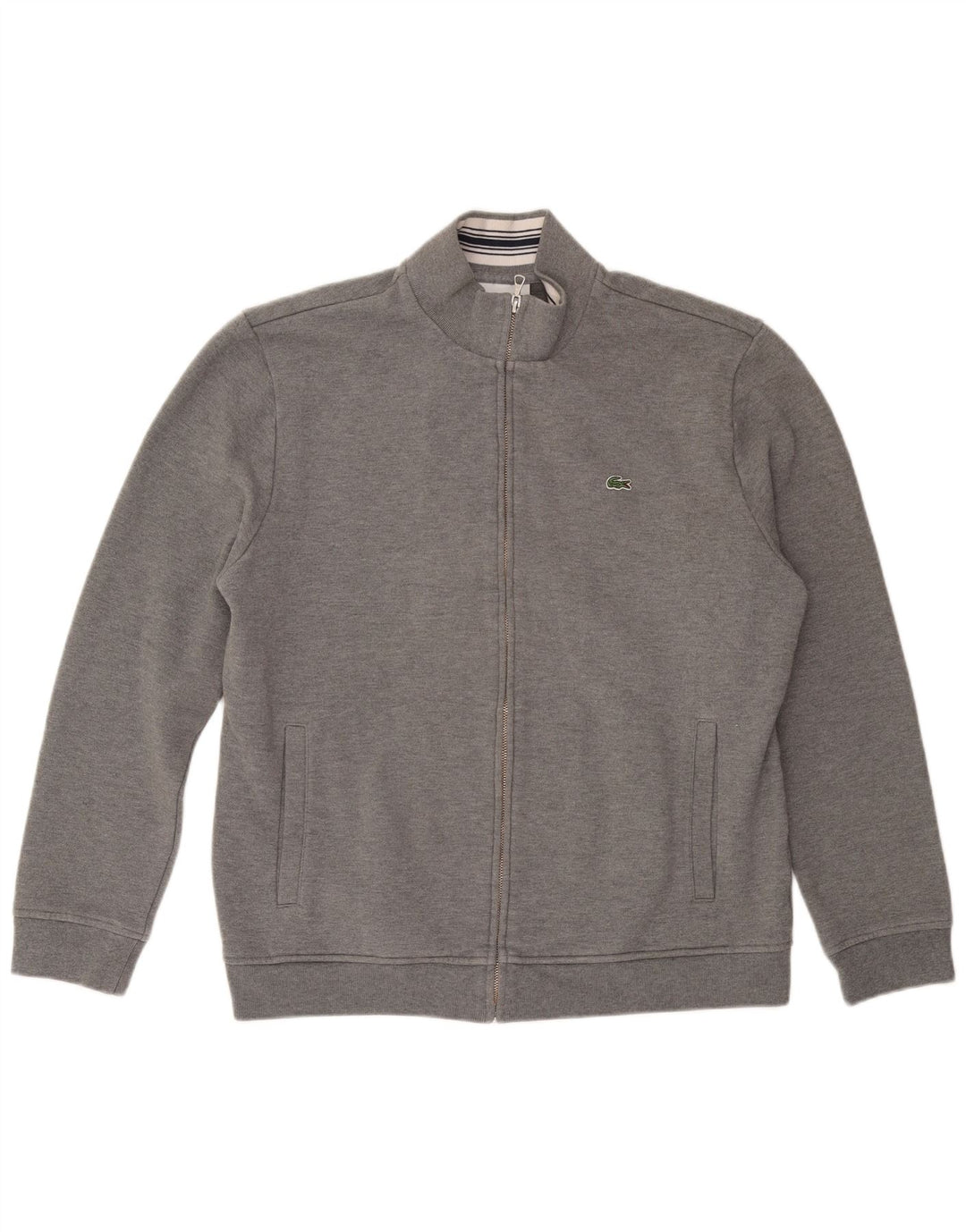 LACOSTE Chaqueta superior de chándal para hombre Talla 7 2XL Algodón gris
