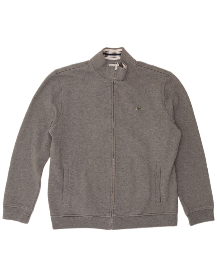 LACOSTE Chaqueta superior de chándal para hombre Talla 7 2XL Algodón gris