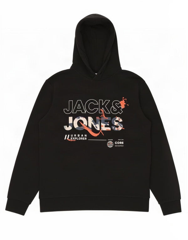 Jack & Jones Hombre Graphic Sudadera con Capucha Jumper XL Algodón Negro