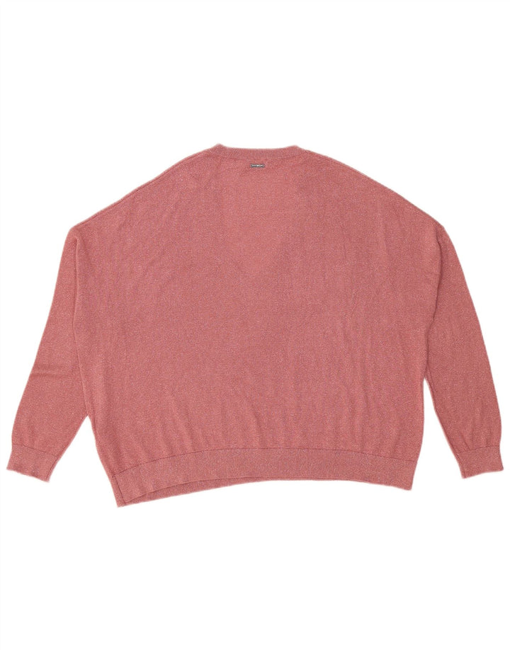 Liu Jo Jersey extragrande con cuello en V para mujer UK 46 Viscosa rosa grande