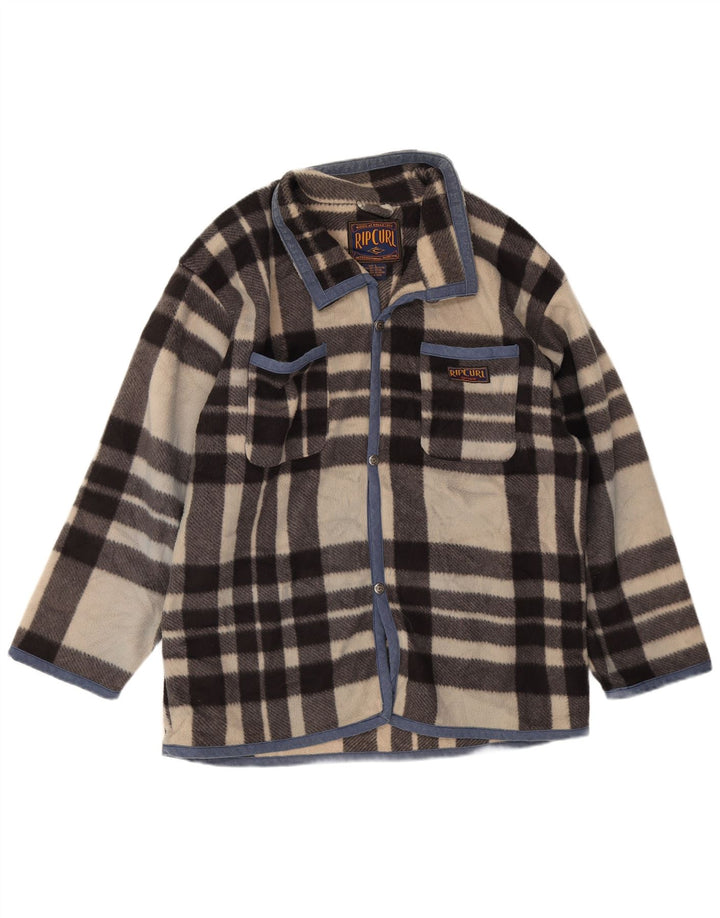 Rip Curl Chaqueta polar para hombre Reino Unido 40 Poliéster a cuadros beige grande