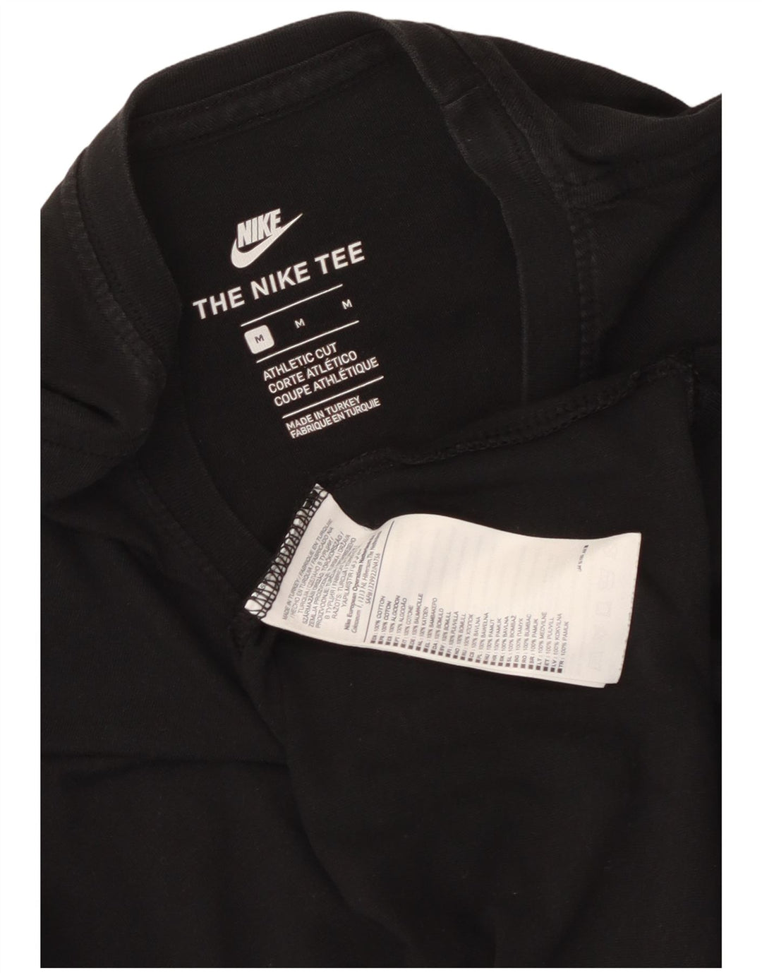 Nike Camiseta de corte atlético para hombre, talla mediana, algodón negro
