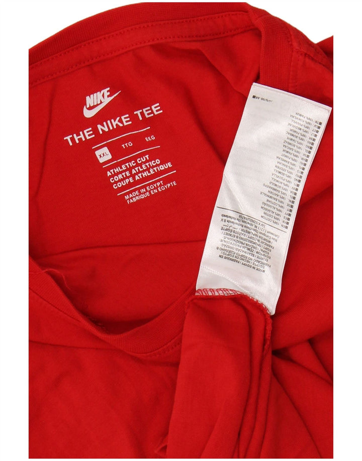 NIKE Camiseta de corte atlético para hombre, talla 2XL, algodón rojo