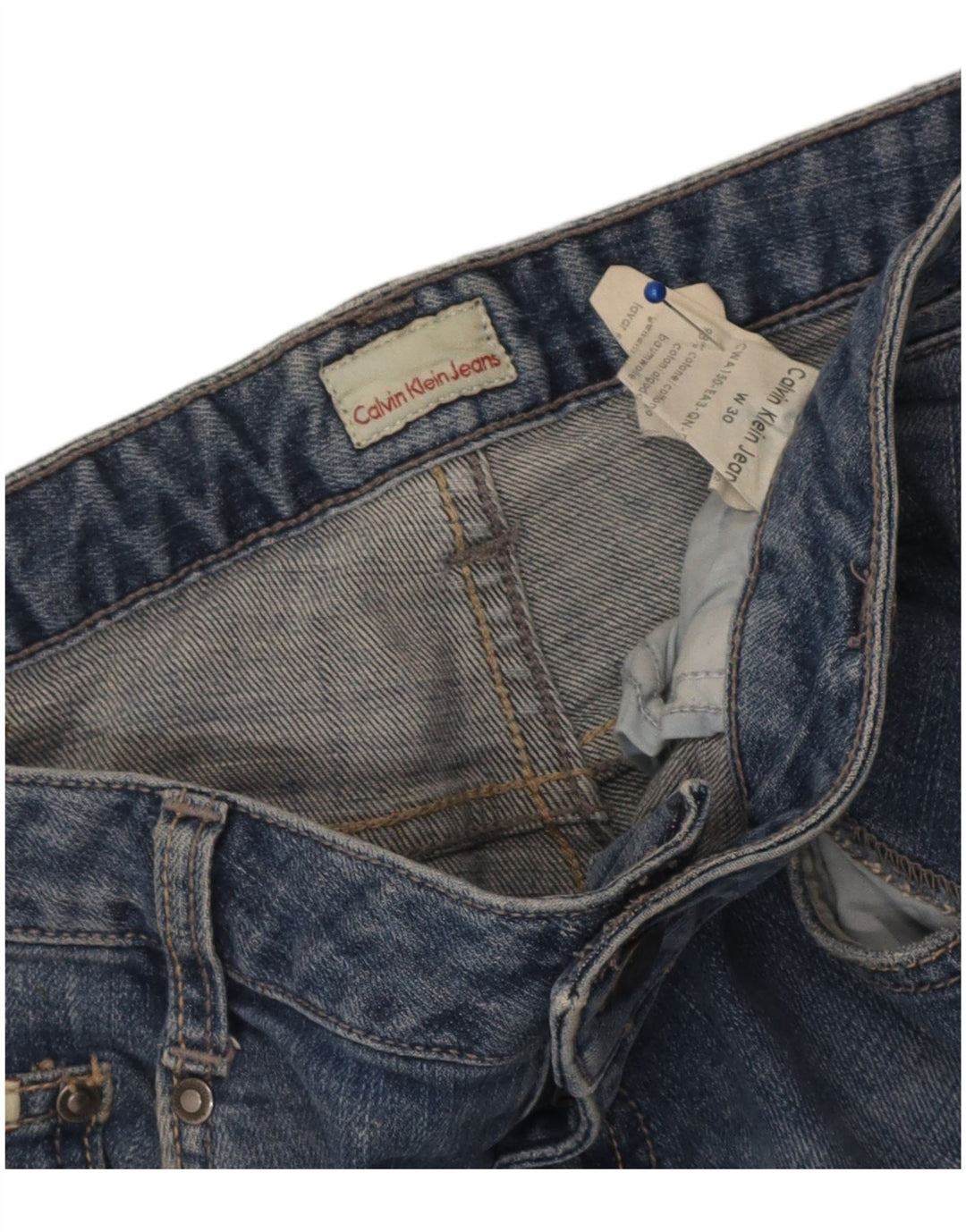 Calvin Klein Vaqueros Slim Desgastados para Mujer W30 L33 Algodón Azul