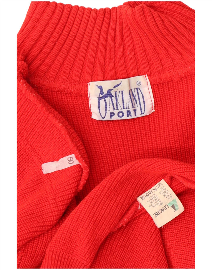 Vintage hombres tortuga cuello jumper suéter IT 50 lana roja mediana